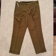 Dockers Premium Mens All Occasion Pant Brown Pleated Cuffed 38x32 207434329 NEW