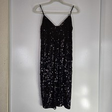 Express X Karla Black Full Sequin Midi Slip Dress Size S Glitzy Cocktail 