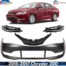 Front Bumper Cover Fascia & Grille Assembly Kit For 2015-2017 Chrysler 200