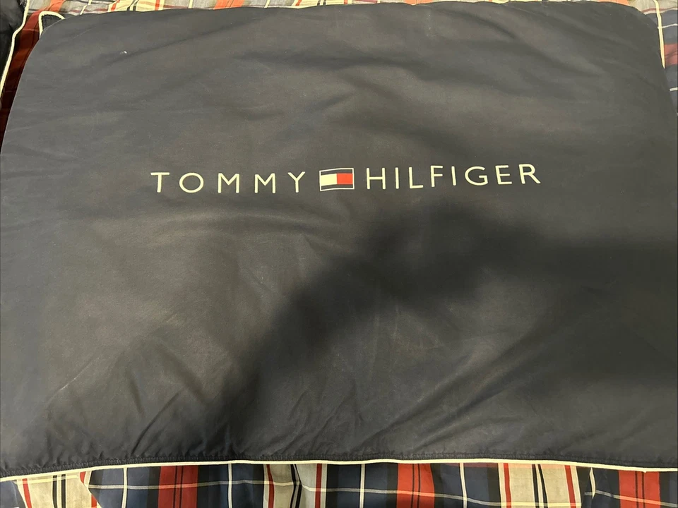 Tommy Hilfiger Navy Blue - Blue Plaid Backside Standard Bed Pillow. Filled (2). - Image 2 of 4