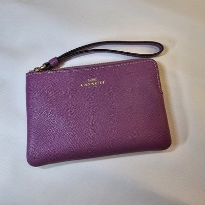 #ad #ad Coach Pebbled Leather Corner Zip Wristlet Wallet In Violet Orchid