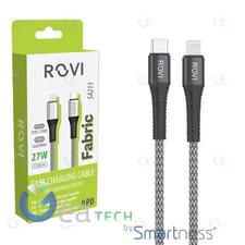 ROVI FABRIC SA213 FABRIC CHARGING CABLE USB-C TO IPHONE 1.5M 27W SILVER
