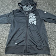 Nike Hoodie Youth XL Black Dri-FIT Full Zip Sweatshirt Vertical Logo Swoosh