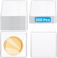 Single Pocket Coin Sleeves Flips Clear Plastic Holders for Collector 200 P