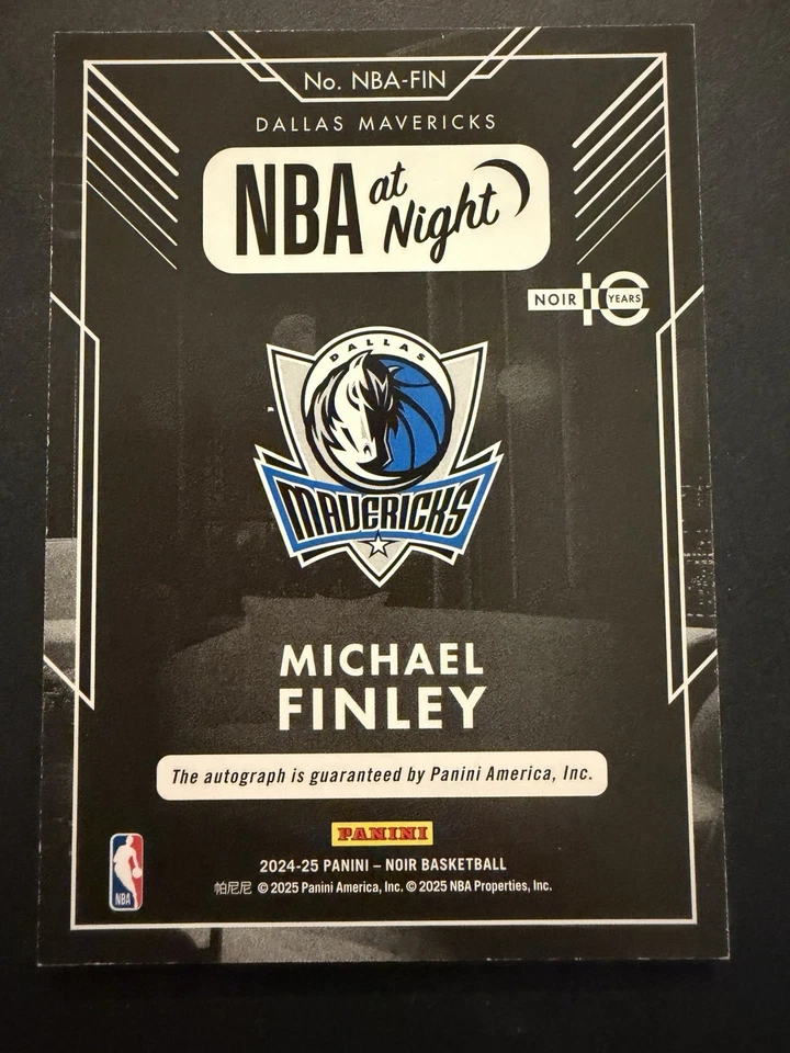 2024-25 MICHAEL FINLEY 7/10 AUTOGRAFADO PANINI NOIR NBA À NOITE AUTÓGRAFOS - Imagem 3 de 3