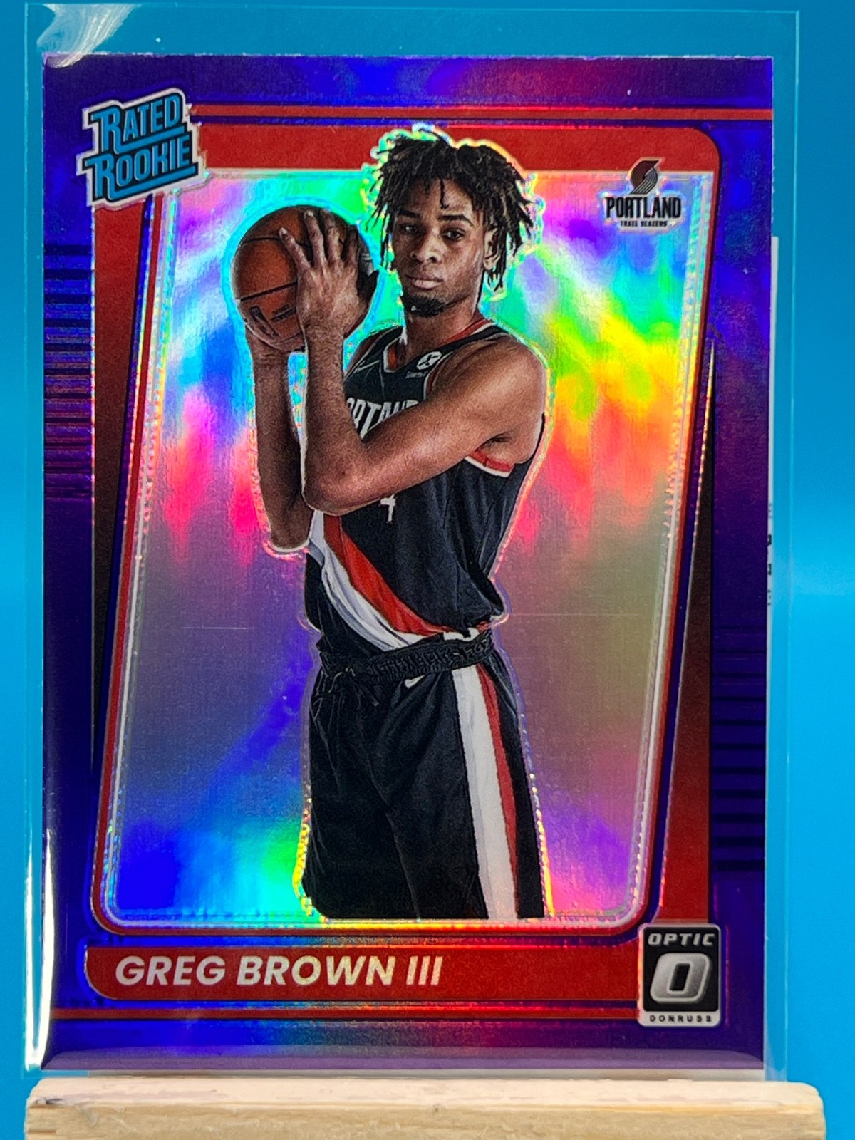 2021-22 Panini Donruss Optic Greg Brown III Purple Prizm Rated Rookie RC #195