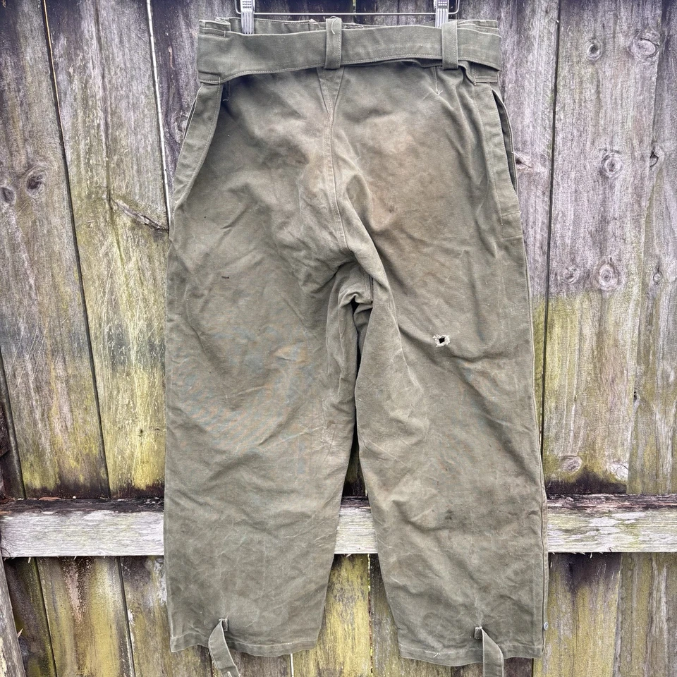 Pantalones de moto militares franceses vintage años 40 50 pantalones de lona despacho piloto Foto 4 de 4