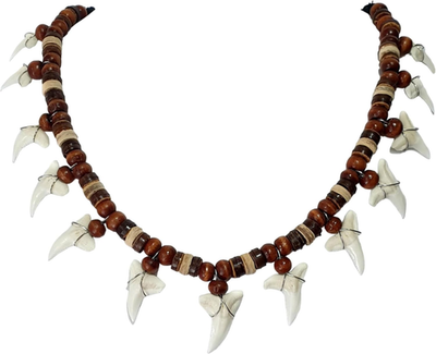#ad 13 Genuine Shark Teeth Necklace for Men Mako Shark Tooth Necklace Handmade... $34.10