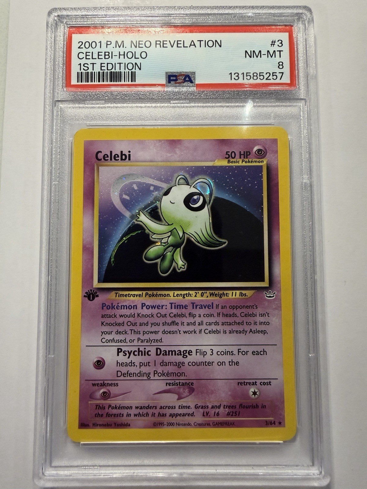 2001 Pokémon Celebi Neo Revelation Holo Card 3/64 1st Edition Rare PSA 8