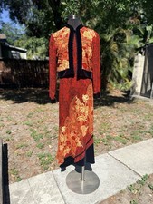 90s Deadstock Carole Little Paisley Floral Velvet Maxi Dress Bolero Jacket