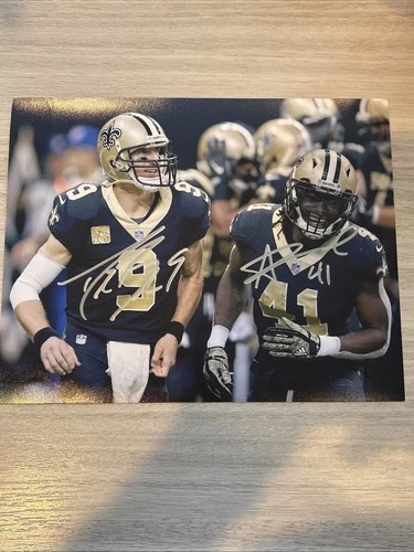 Drew Brees & Alvin Kamara autographed 8x10 photo New Orleans Saints