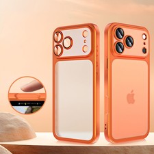 For iPhone 17 Pro Max 16 Shockproof Plating TPU Frosted Case Lens w/Screen Cover