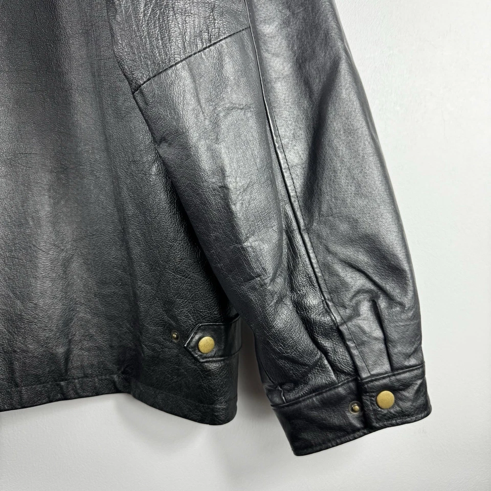 Explorer Leather Jacket Mens 2XL Black Collared Full Zip Bomber Blanked Liner - Image 4 of 4