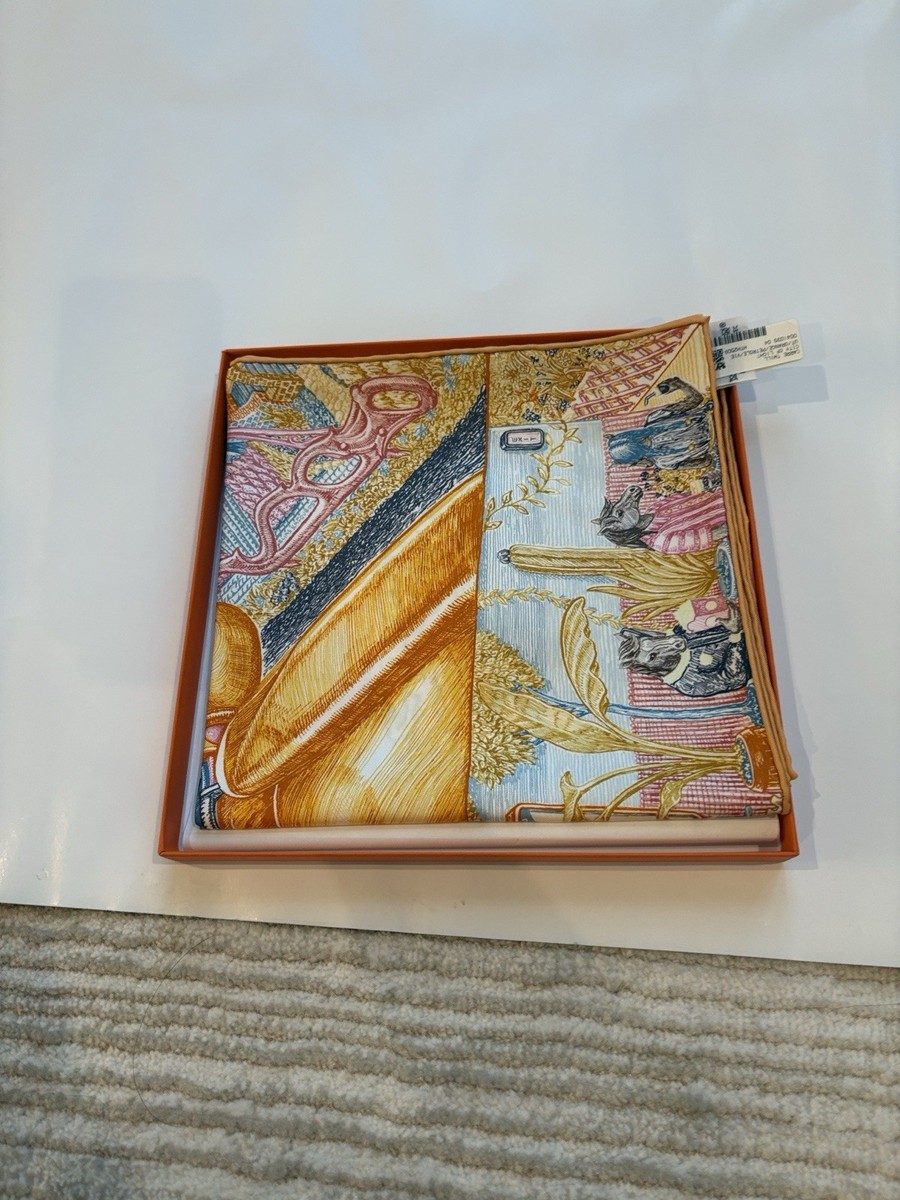 Brand New With Tag Hermes City of Light scarf 90 Orange With Box