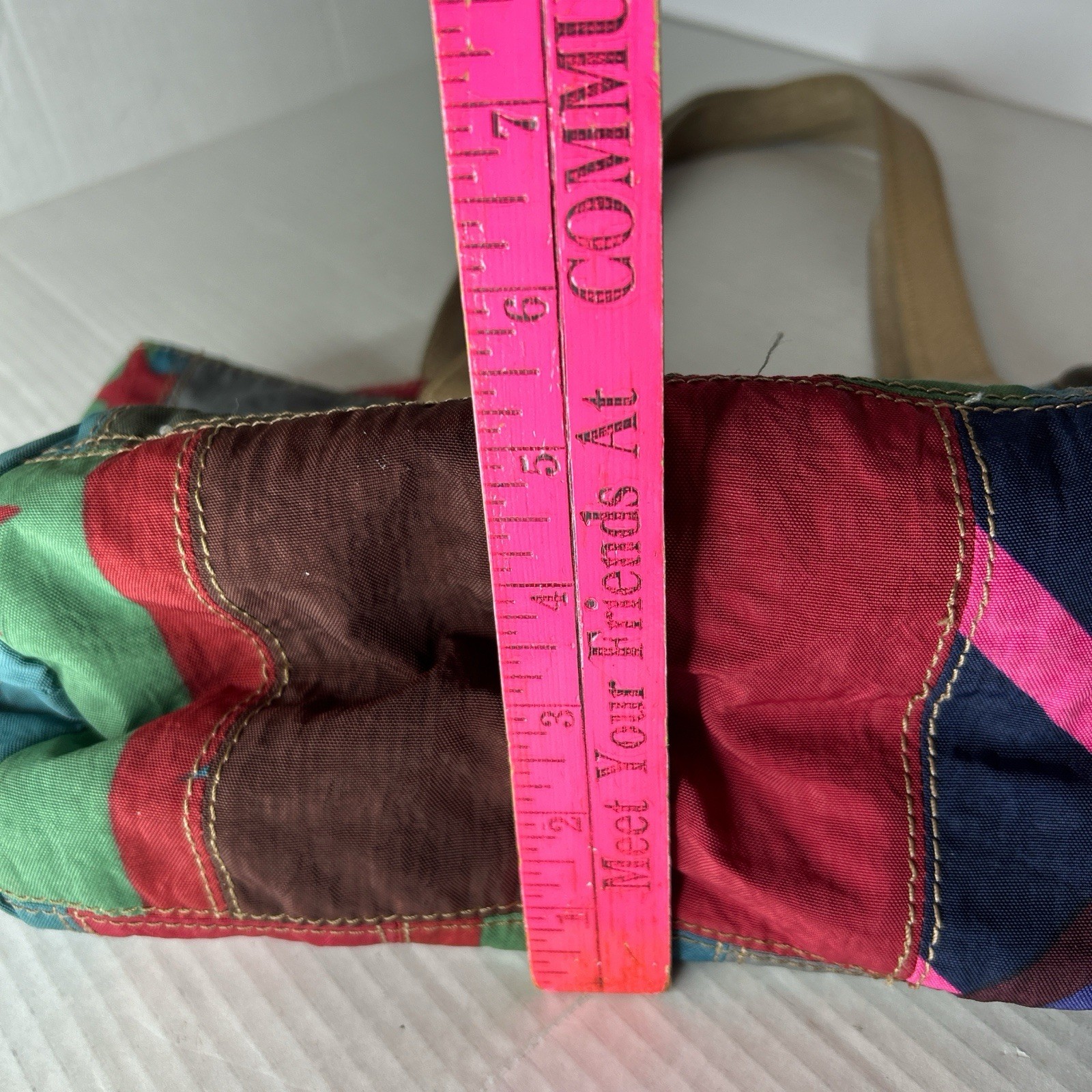 Kipling Puzzle Patchwork Nylon Bag With Leather H… - image 6