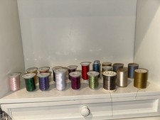 Large Lot Embroidery Thread Spools Polyester Metallic Bobbin Mixed Colors Sewing