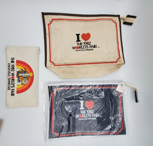 1982 Knoxville Worlds Fair NEW Tags Zipper Bags Envelope Storage Cotton 3 Sphere
