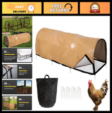 Portable Metal Chicken Tunnel with Waterproof Cover - 6.56FT Chicken Run for Bac