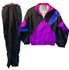 Vtg 80  s Windbreaker Pant Set USA Olympics Jacket JCPenney Purple Black Womens S