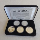 FIVE FAMOUS DOLLAR DESIGNS — 1-OZ. .999 SILVER ROUNDS — STUNNING CAMEO PROOFS!