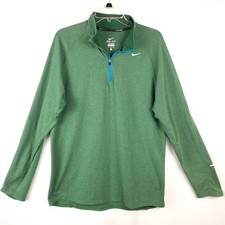 Nike Running Mens 1/4 Zip Dri Fit Element Shirt Green Long Sleeve Pullover Sz L