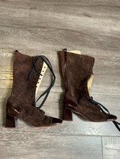 Dabalett s Vintage 60s 70s Suede Leather Lace Up Granny Gogo Boots US 7 RARE
