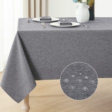 Rectangle Tablecloth Linen Textured Waterproof Stain Resistant Table Cloth ...