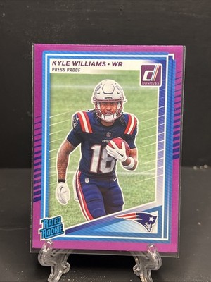 2025 Donruss Rated Rookie Kyle Williams #327 Purple Press Proof Patriots