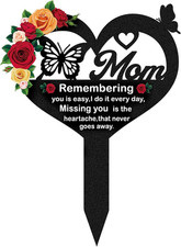 Grave Markers for Cemetery for Humans - Memorial Mom Metal Butterfly Graves Stak