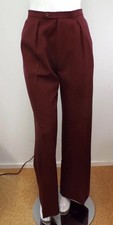 VTG 1970s Yves Saint Laurent Rive Gauche Maroon Wool Pants Wide Leg Trousers YSL