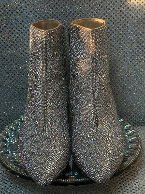 Betsey Johnson Cady Rhinestone Bootie Silver Women s Size 10