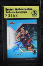 BAS 2004-05 Topps Finest Blue Refractor 15/50 Mike Bibby #9 Authentic Auto 3c7