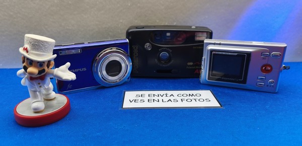 LOTE 3 CAMARAS POLAROID OLUYMPUS AZUL SOYNTEC UNTESTED SIN PROBAR