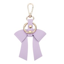 PU Leather Bow Keychain, Cute Bow Key Ring for Women, Purple