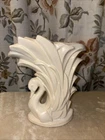 Vintage McCoy Pottery Vase "Swan in Rushes" Mid Century Creamy White 9 1/4" Tall