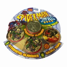 New Spider-man Hero Caps Venom Skull Pack Pogs Slammer Herocaps Pog Toy Biz New Spider-man Hero Caps Venom Skull Pack Pogs Slammer Herocaps Pog Toy Biz