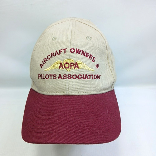 Aircraft Owners & Pilots Association Embroidered Tan/Cranberry Adjustable Cap