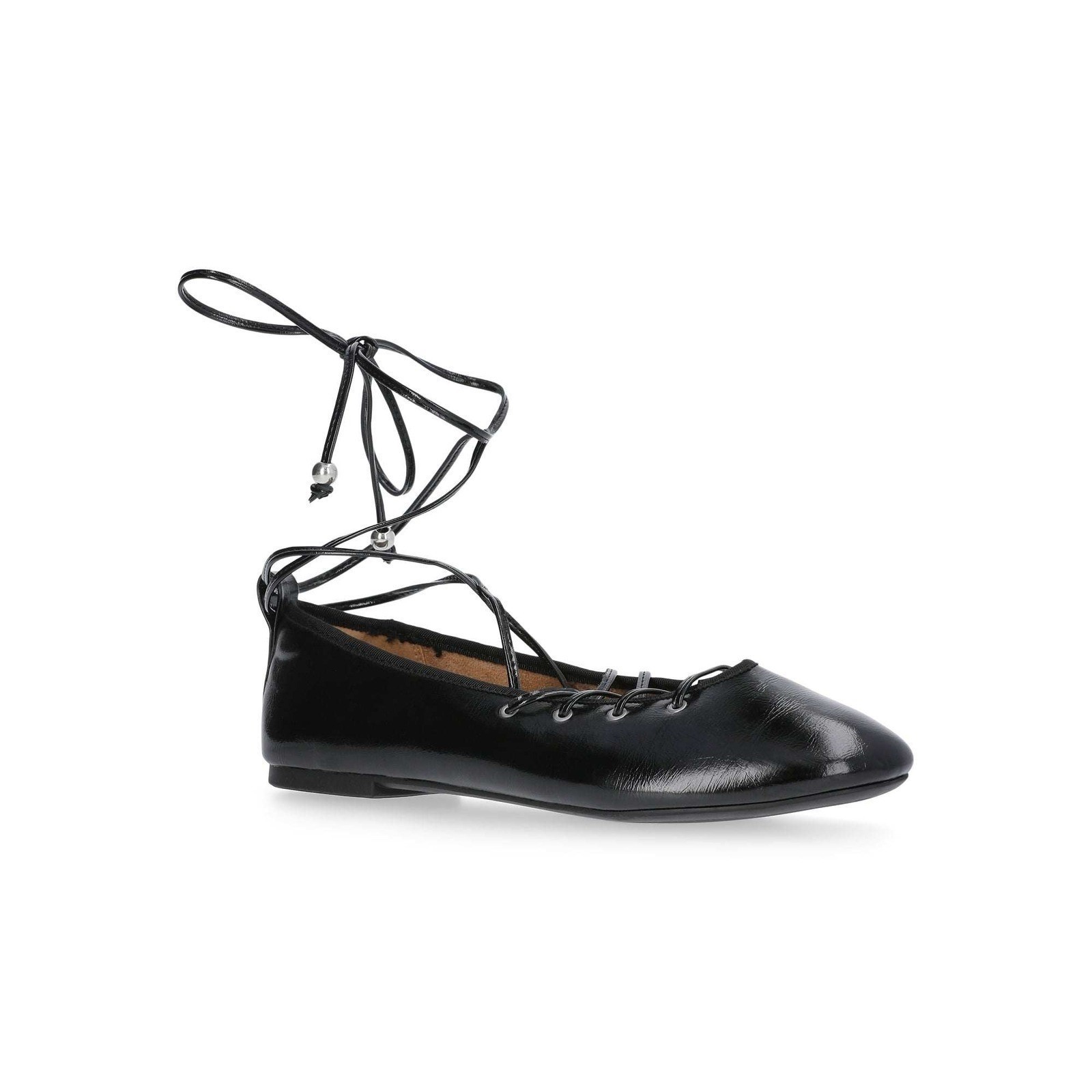 No Boundaries Ballet Flats Dress Black Lace Up Ankle Wrap Womens Shoes Size 8.5