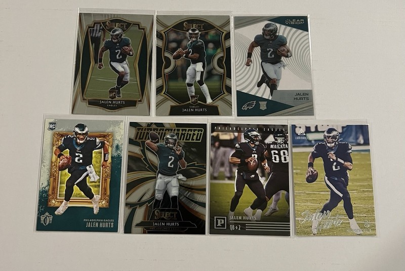 2020 Panini Jalen Hurts Rookie 7 Card Lot Super Bowl Winning QB Eagles