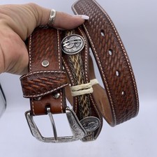 Nocona Leather Belt Dollar Sign  Concho Weave Braid Scallop 46