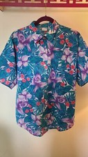 David Peet Vintage Hawaiian Women's Button Down Top Made in USA Tropical Floral