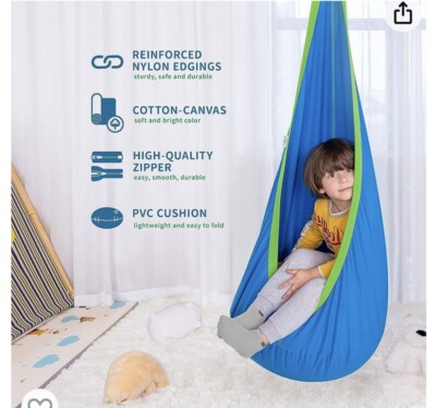 👍🏼OUTREE Kids Pod Swing Seat Cotton Child Hammock Chair for