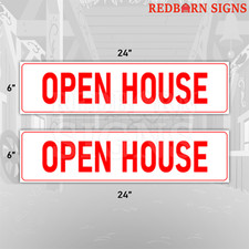 Open House 6"x24" REAL ESTATE RIDER SIGNS Double Sided 2PK - Visible Durable