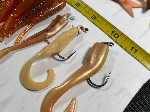Soft Plastics Grubs-Split Tail-Tubes-Worms w&wo Lead Heads YOUR CHOICE IN5402 - Picture 28 of 63