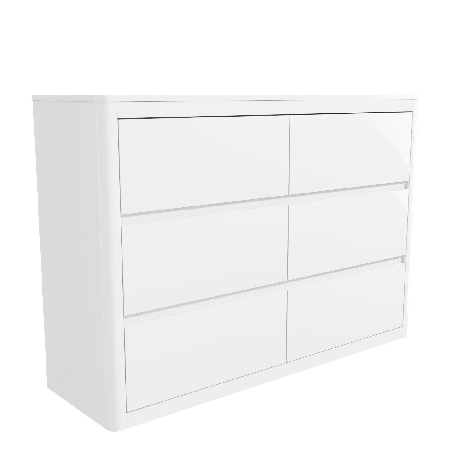 Lexi Chest of Drawers White Gloss with 6 Drawers Modern Style Bedroom