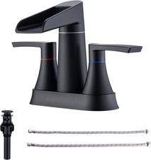 Rugus Matte Black Waterfall Spout Bathroom Faucet 2-Handle - NEW