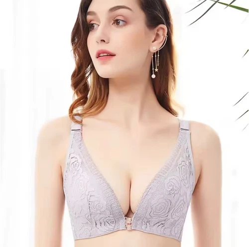 Floral Secrets Comfort Rose Flower Push Up Bra New Wireless Lace Lift GREY 38C - Picture 13 of 16