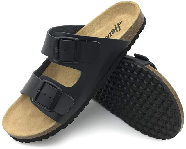 FUNKYMONKEY Women's Comfort Slides Double Buckle Adjustable EVA Flat Sandals Clothing, Shoes 