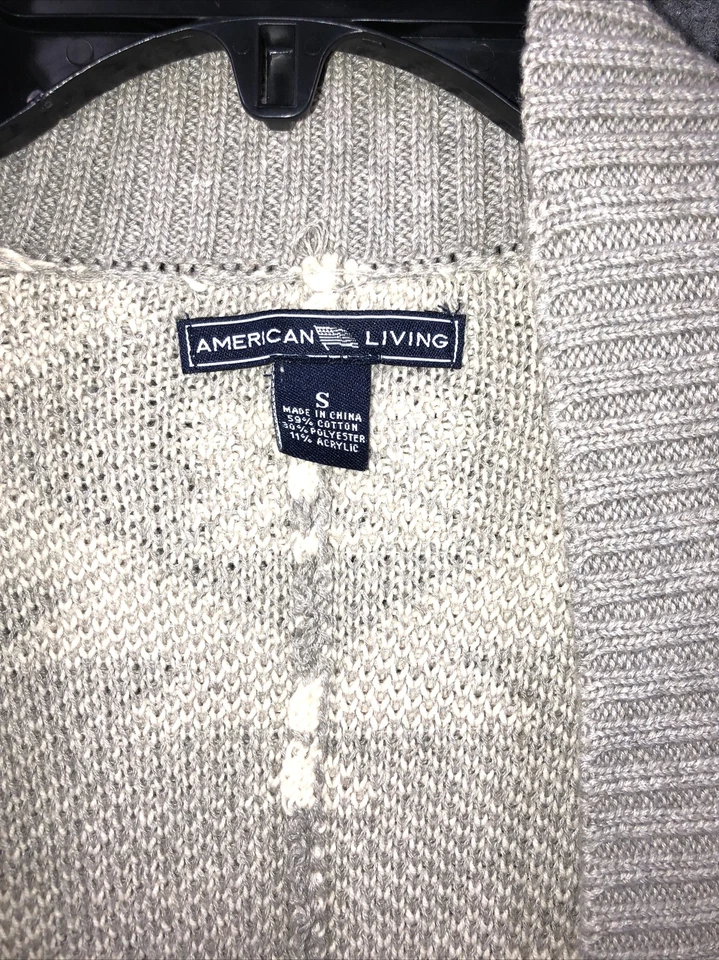 Ralph Lauren American Living длинный вязаный серый женщин кардиган короткие рукава маленький - Изображение 2 из 4