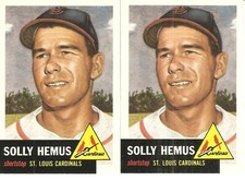 2 CARD 1991 TOPPS ARCHIVES SOLLY HEMUS BASEBALL CARD LOT #231